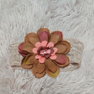 Baby Toddler Floral Embellished Headband - Brown and Pink